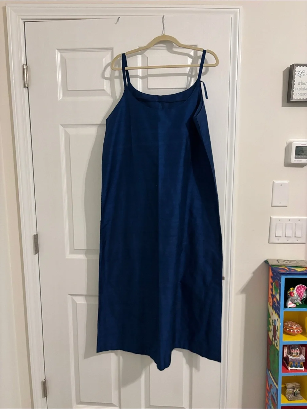 Sleeveless Navy Blue Slip Dress - Classic Minimalist Style - Picture 1 of 4